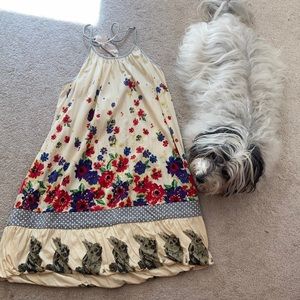 Rabbit and flower mini dress, adjustable straps